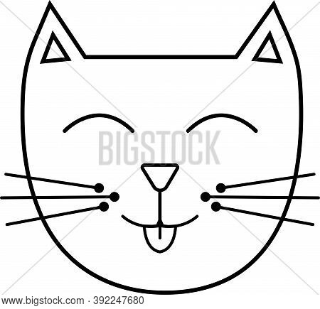 Isolated Character Cute Kitten Shows Tongue Doodle Vector Illustration