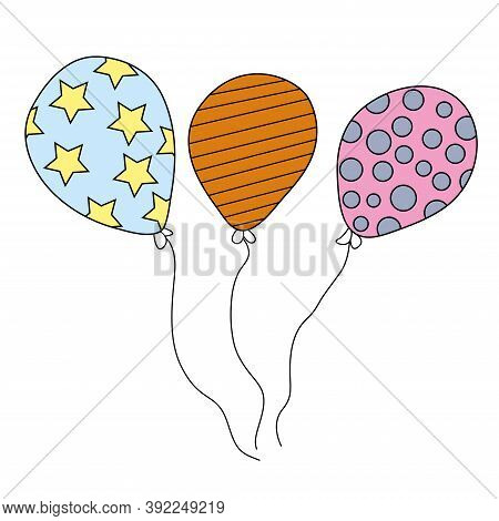 Linear Icon Multicolored Holiday Balls With Patterns. Icon For The Holiday. Trendy Flat Design Vecto