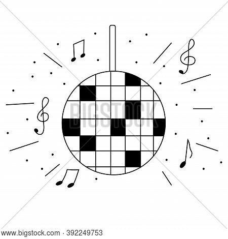 Disco Ball Icon Thin Line For Web And Mobile, Modern Minimalistic Flat Design. Vector Black Icon