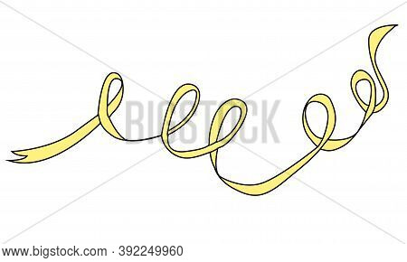 Festive Yellow Ribbon Linear Icon For Gift Wrapping. Holiday Icon. Trendy Flat Design.