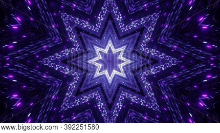 Abstract Neon Star Tunnel Hole 3d Illustration Background Wallpaper - A Cool 3d Rendering Tunnel In 