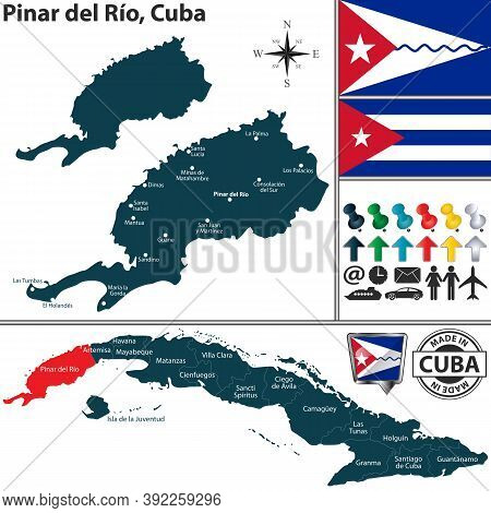 Vector Map Of Pinar Del Rio Province And Location On Cuban Map