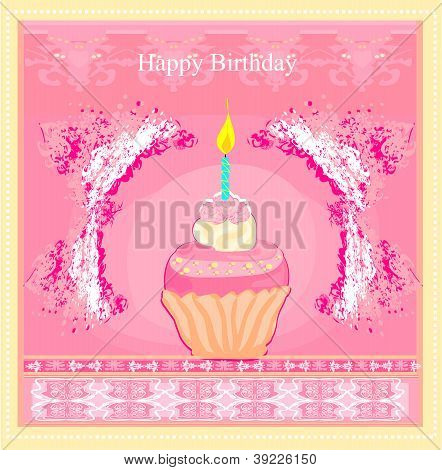 Illustration de mignons Cupcakes Retro Card - carte de joyeux anniversaire