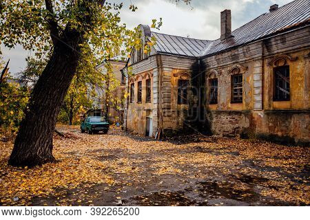 Old Abandoned Haunted Mansion. Former Mercant Gardenin House, Voronezh