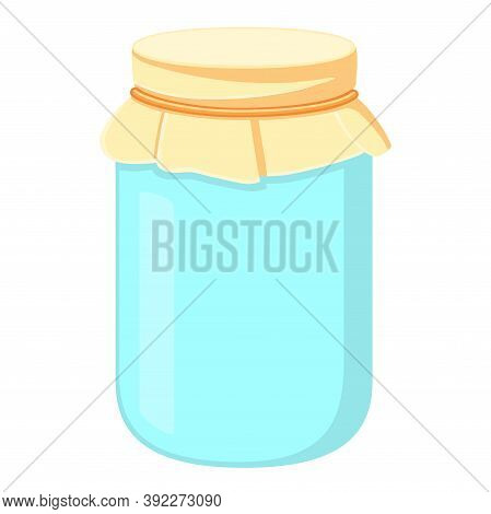 Cartoon Closed Empty Glass Jar. Container For Homemade Pickles Or Jam. Harvest Themed Vector Illustr