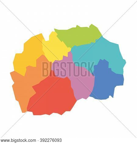 Statistical Regions Of North Macedonia. Map Of Regional Country Administrative Divisions. Colorful V