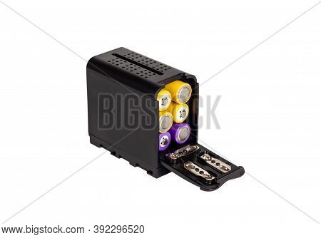Adapter Batteries For Camera. Battery Power Case. Isolated On White Background.