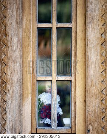 Barsana, Romania - October 28, 2020: View of Barsana Wooden Monastery site in Maramures County, Romania.