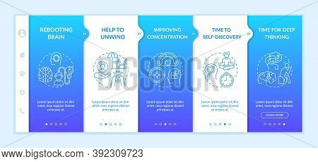 Me Time Benefits Onboarding Vector Template. Time To Self Discovery. Time For Deep Thinking. Respons