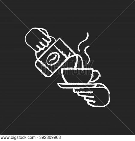 Barista Chalk White Icon On Black Background. Coffeehouse Employee. Bartender. Expert In Coffee-maki