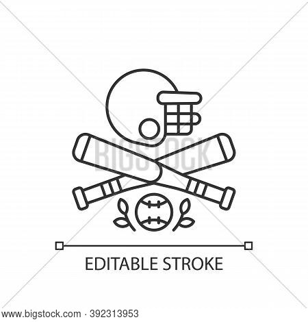Baseball Linear Icon. Bat-and-ball Game. Sport Participation. Batting And Fielding. Softball. Thin L