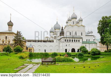 Rostov Veliky, Russia - July 24, 2019: Temples Of The Rostov Kremlin. Golden Ring Of Russia