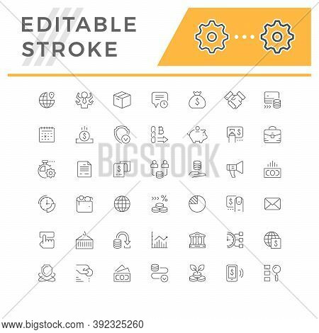 Set Line Icons Of Business Isolated On White. Time Management, Money, Finance, Marketing, Advertisem