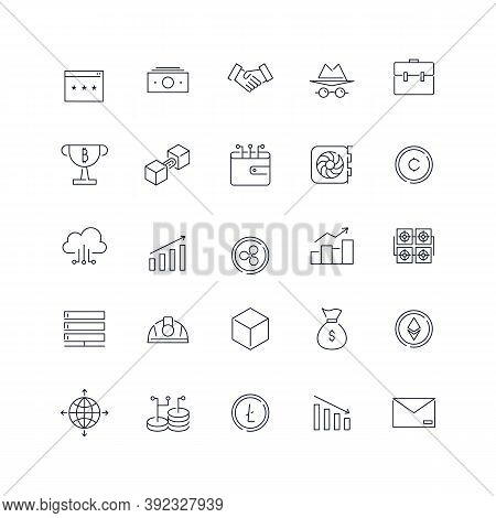 Line Icons Set. Cryptocurrency Pack. Vector Batch
