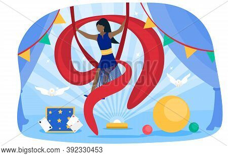 Circus Carnival Performance, Show. Character Typography Horizontal Poster. Funny Leisure And Enterta