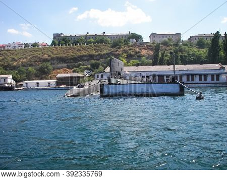 Republic Of Crimea, Sevastopol - July 28, 2019: Submarine Of The Black Sea Fleet Off The Coast Of Se