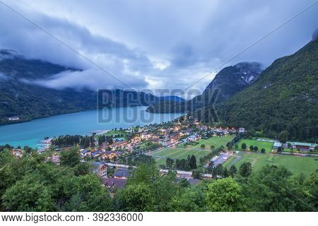 Beautiful View On Molveno Lake In A Summer Day