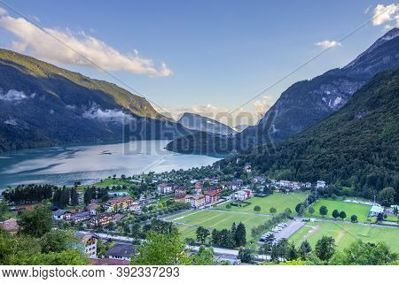 Beautiful View On Molveno Lake In A Summer Day