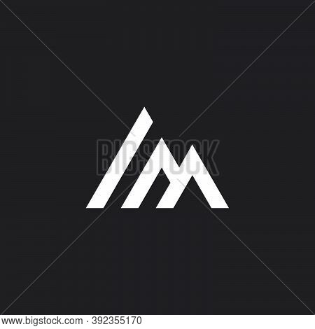 Letter Im Simple Lines Art Mountain Green Abstract Geometric Logo Vector