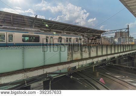Jr Oji Railway Station Overlooking The Oji Crossing Intersection In The Kita District Of Tokyo In Ja