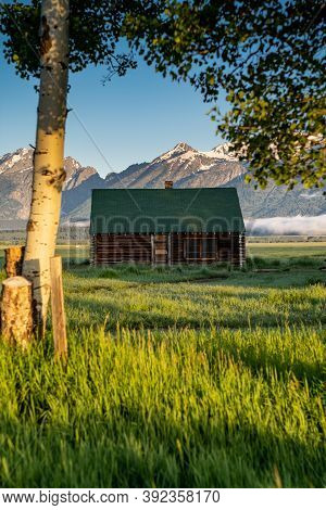 Rustic Building, Part Of The Historic Morman Row Homestead In Antelope Flats, In Grand Teton Nationa