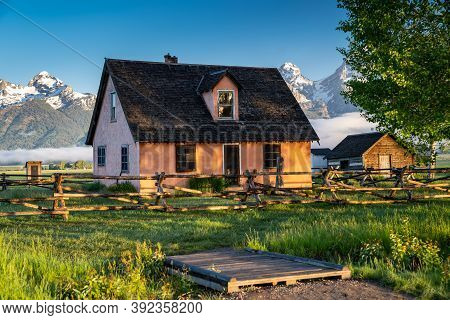 Rustic Building, Part Of The Historic Morman Row Homestead In Antelope Flats, In Grand Teton Nationa