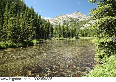 West Fork Rock Creek Flowing In Beartooth Mountains, Montana