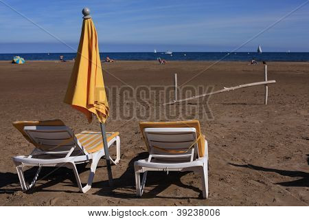 Gul buk senge tæt ved havet