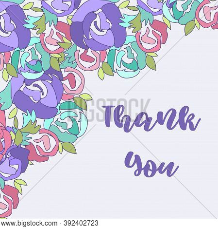 Thanksgiving Greeting Card, Beautiful Full Color Template For The Holiday With Floral Background And