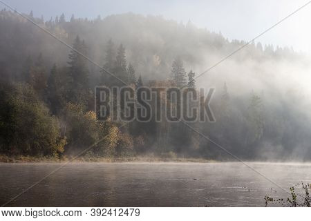 Foggy Autumn Morning On The Vilva River