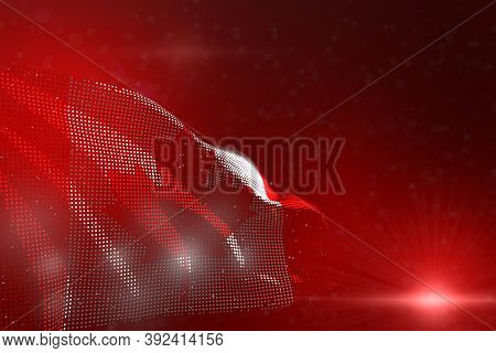 Cute Holiday Flag 3d Illustration
 - Vivid Picture Of Canada Flag Of Dots Waving On Red - Selective 