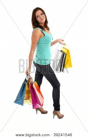 glÃ¼ckliche Frau mit EinkaufstÃ¼ten