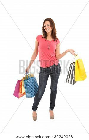 glÃ¼ckliche Frau mit EinkaufstÃ¼ten und Geschenke