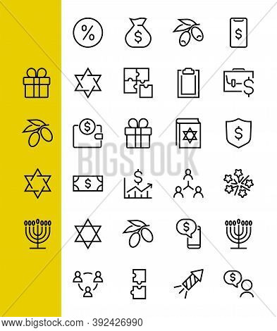Set Of Business Vector Line Icons. It Contains User Symbols, Dollar Pictograms, Gears, Briefcase, Pu