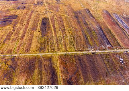 Aerial View Of Peat Cutting Aerial Is Donegal - Ireland