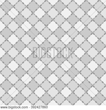 Seamless Surface Pattern Design With Grey Quilts. Ethnic Carpet Background. Patchwork Wallpaper. Qui