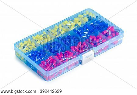Inslation Terminals Crimp Box On White Background Isolation
