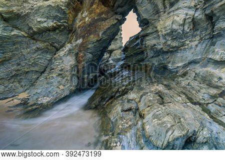 Rocks At Serantes Beach In Asturias, Spain