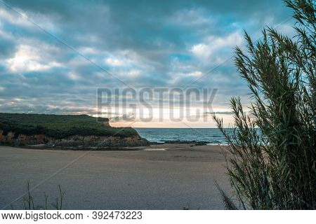 Empty Beach Landscape View In Northern Spain