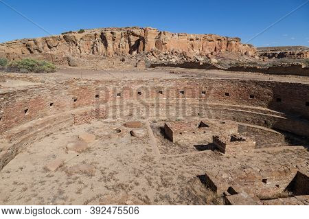 Looking Into One  Of The Ancient Kivas At The Chetro Ketl Great House Site Built By The Anasazi Peop
