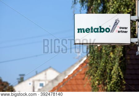 Belgrade, Serbia - October 11, 2020: Metabo Logo In Front Of Their Local Retailer. Metabo, Or Metabo