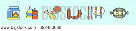 Set Of Brochette Cartoon Icon Design Template With Various Models. Vector Illustration Isolated On B