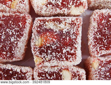 Oriental Sweets, Rahat Lucum On A White Background.