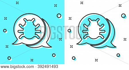 Black Line System Bug Concept Icon Isolated On Green And White Background. Code Bug Concept. Bug In 