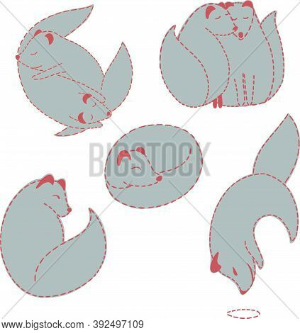 Vector Set Arctic Fox. Vector Pattern Winter Theme. Ideal For Fabrics, Cards, Gift Wrapping Paper, W