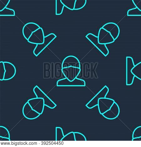 Green Line Vandal Icon Isolated Seamless Pattern On Blue Background. Vector