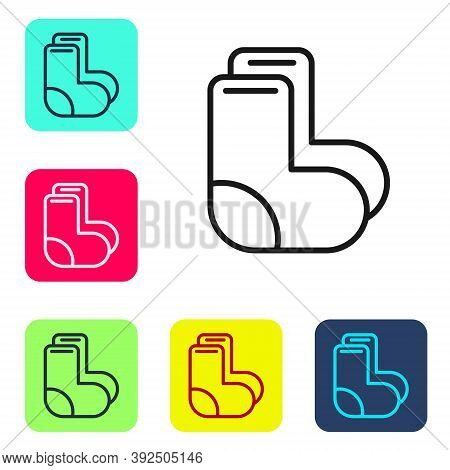 Black Line Valenki Icon Isolated On White Background. National Russian Winter Footwear. Traditional 