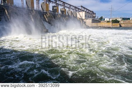 Hydroelectric Power Plant Generates Electricity. Construction On The River Dnestr.