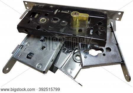 Old Non Working Mortise Locks On An Isolated White Background