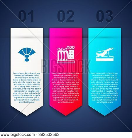 Set Fan Flamenco, Dali Museum And Spanish Jamon. Business Infographic Template. Vector